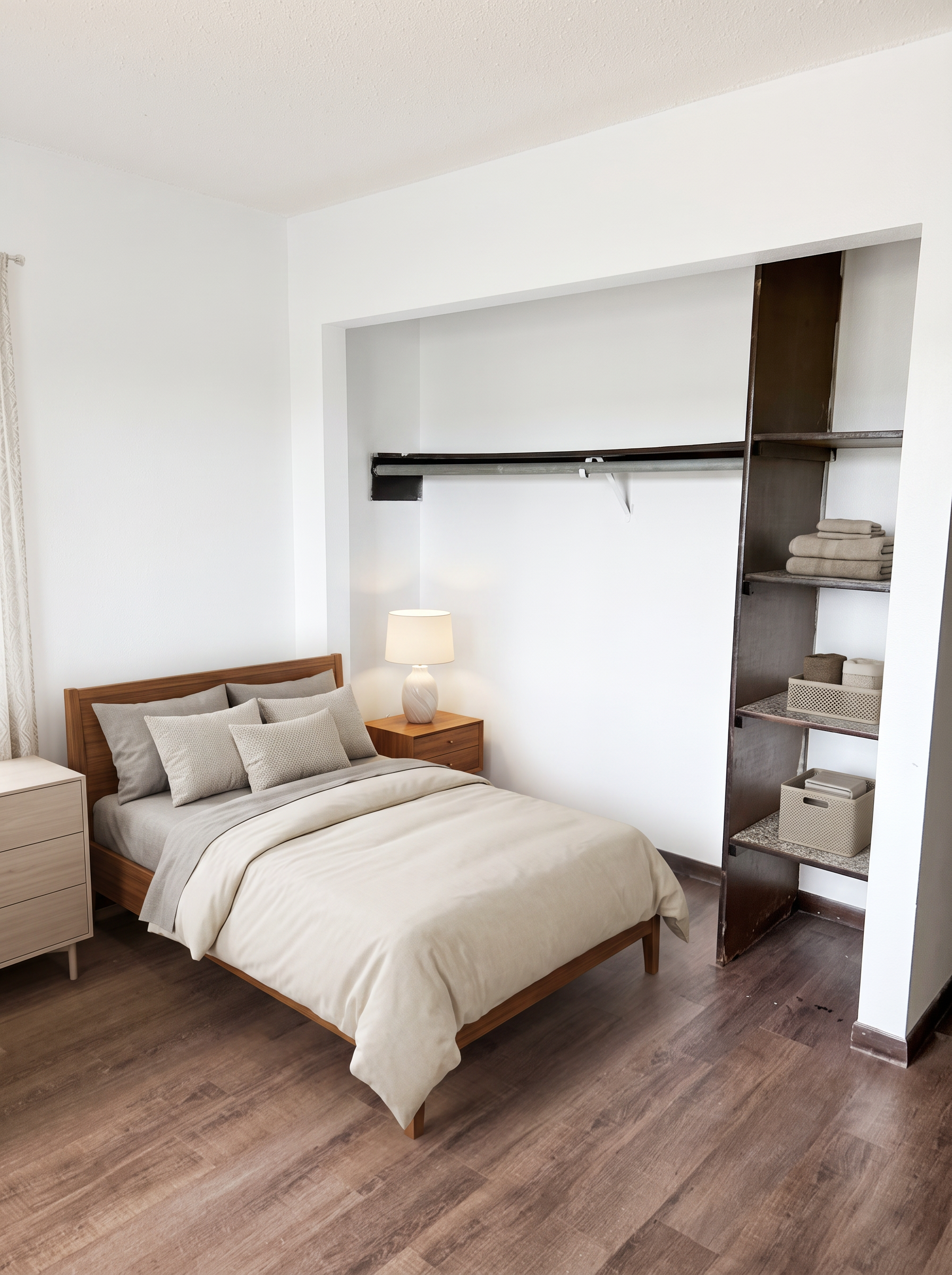 Second bedroom with closet (photo enhanced and virtually staged)